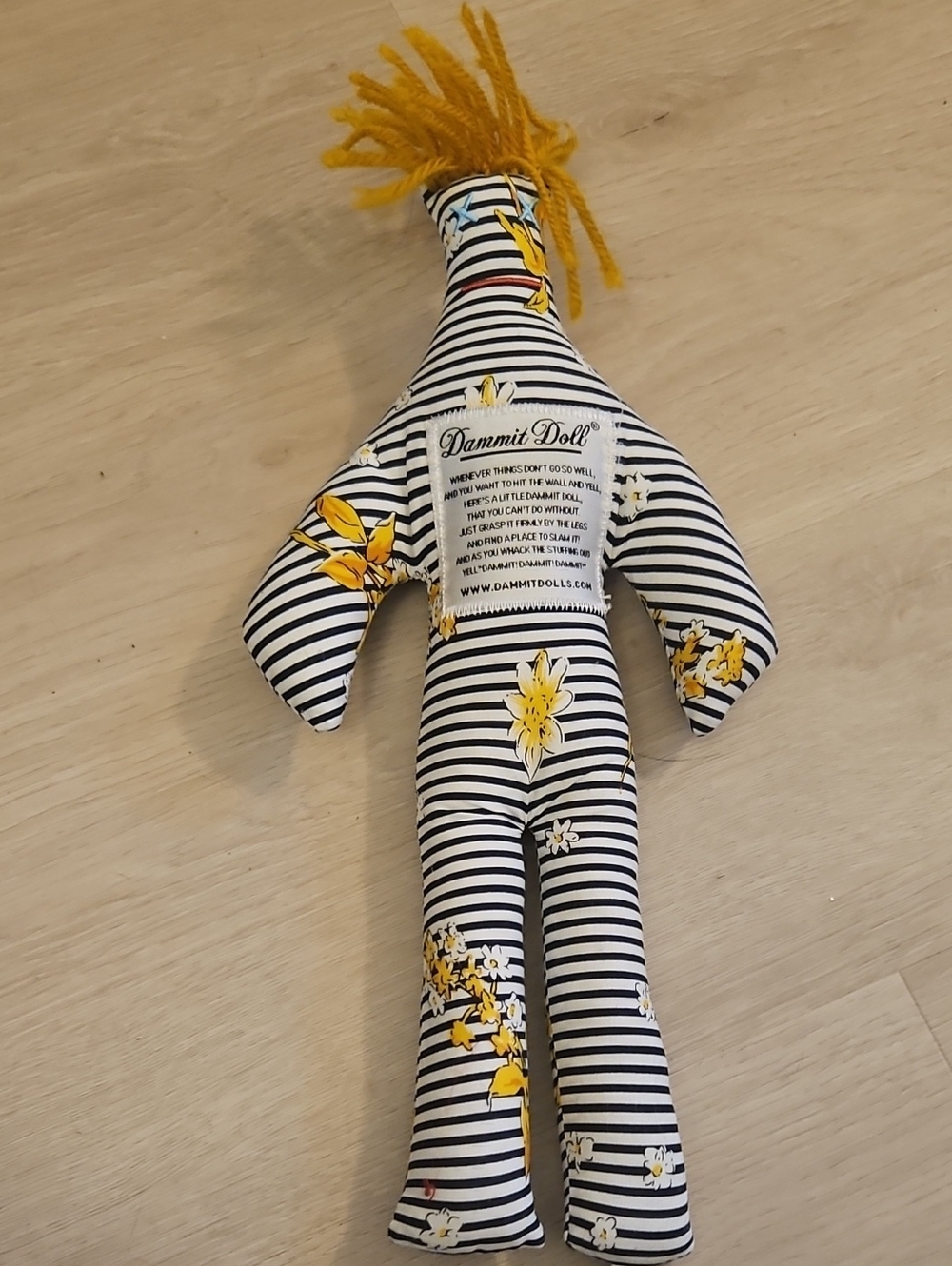 Striped Black & White with Yellow Floral Accent